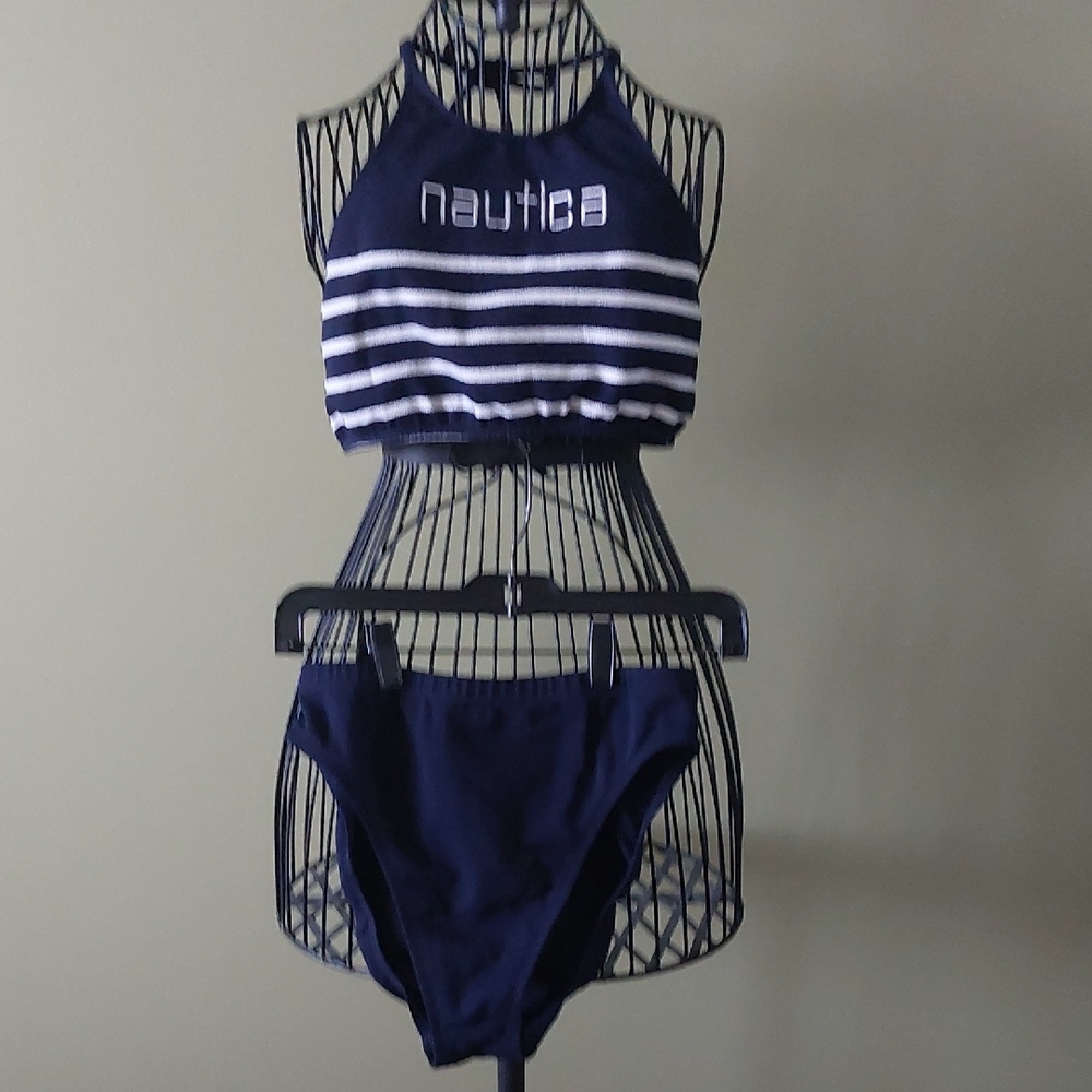 Nautica Dark Blue and White Striped Bikini